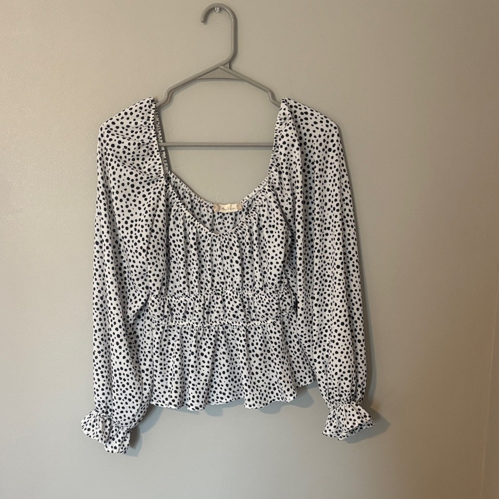 Altar'd State Black and White Polka Dot Blouse